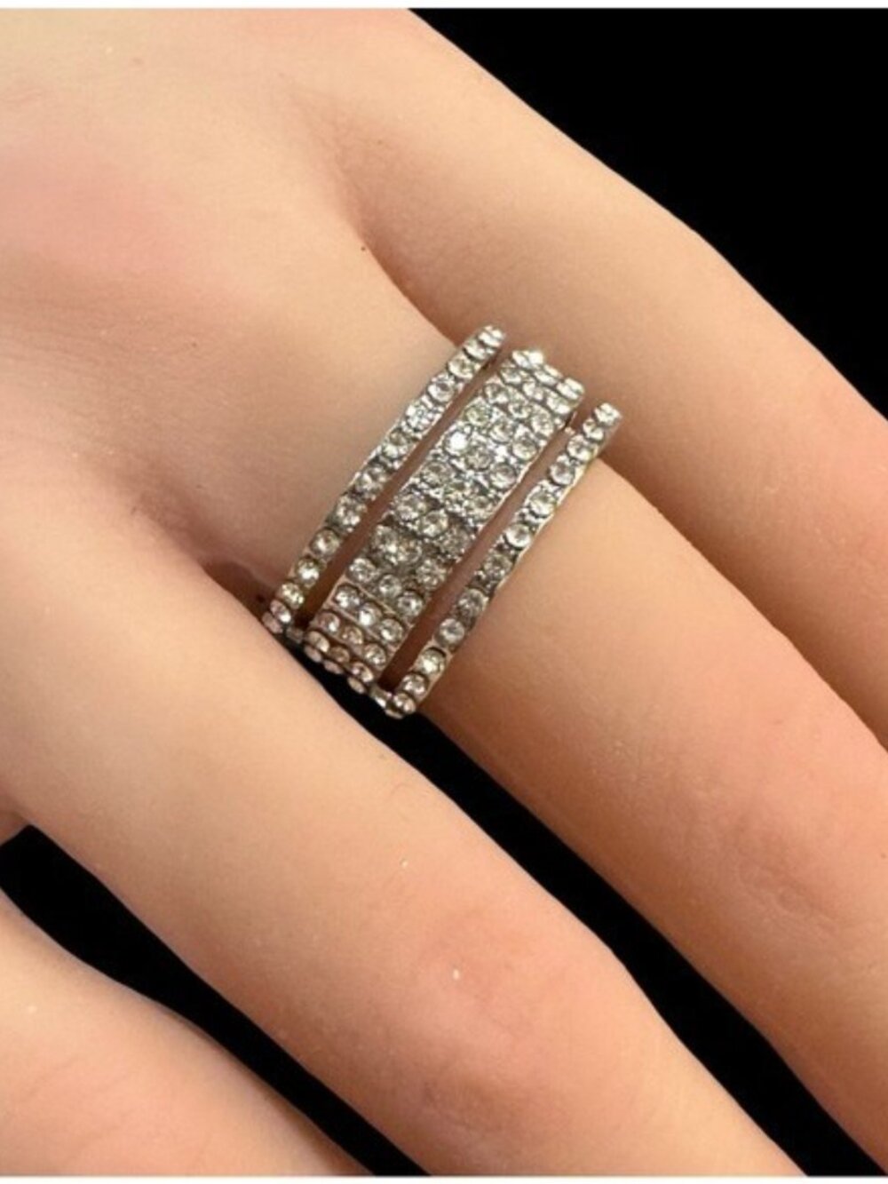 Eternity Ring Cubic Zirconia Size 7.5 Multi Row Cluster Band Engagement Wedding